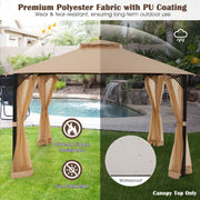 Costway - 10 x 12 Feet Gazebo Replacement Top with Air Vent and Drainage Holes-Brown