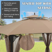 Costway - 10 x 12 Feet Gazebo Replacement Top with Air Vent and Drainage Holes-Brown