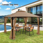 Costway - 10 x 12 Feet Gazebo Replacement Top with Air Vent and Drainage Holes-Brown