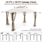 Costway - 10 x 12 Feet Gazebo Replacement Top with Air Vent and Drainage Holes-Beige