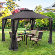 Costway - 10 x 12 Feet Gazebo Replacement Top with Air Vent and Drainage Holes-Gray