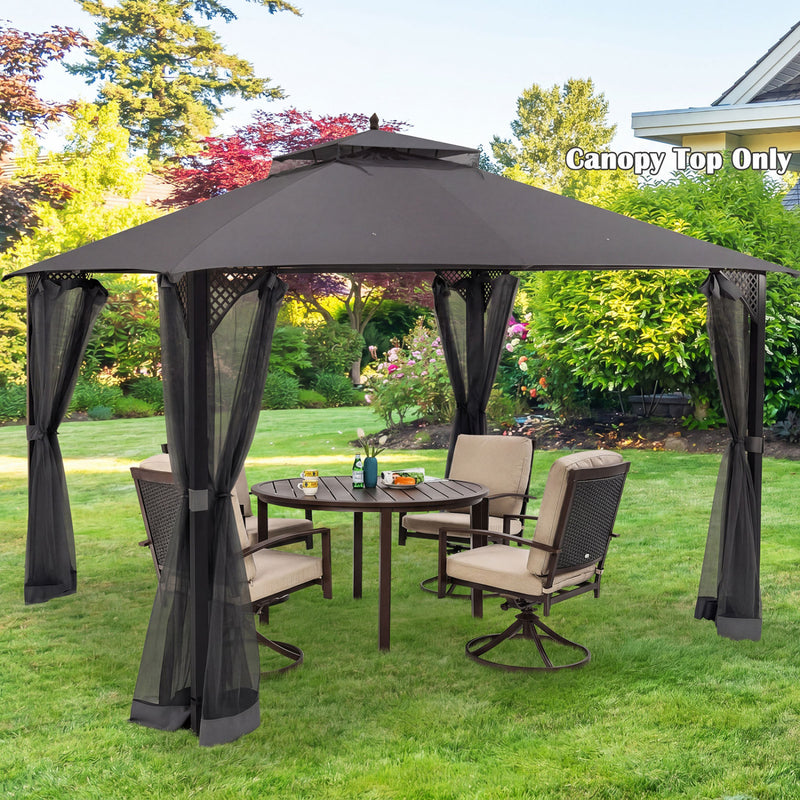 Costway - 10 x 12 Feet Gazebo Replacement Top with Air Vent and Drainage Holes-Gray