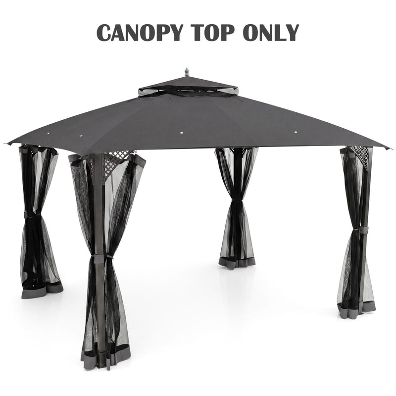 Costway - 10 x 12 Feet Gazebo Replacement Top with Air Vent and Drainage Holes-Gray
