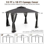 Costway - 10 x 12 Feet Gazebo Replacement Top with Air Vent and Drainage Holes-Gray