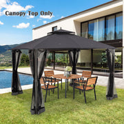 Costway - 10 x 12 Feet Gazebo Replacement Top with Air Vent and Drainage Holes-Gray