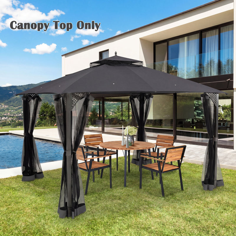 Costway - 10 x 12 Feet Gazebo Replacement Top with Air Vent and Drainage Holes-Gray