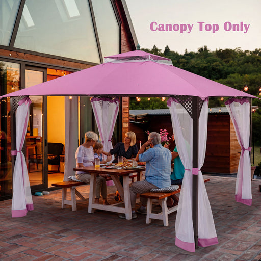 Costway - 10 x 12 Feet Gazebo Replacement Top with Air Vent and Drainage Holes-Pink