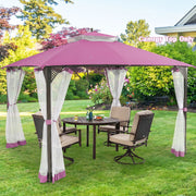 Costway - 10 x 12 Feet Gazebo Replacement Top with Air Vent and Drainage Holes-Pink