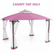 Costway - 10 x 12 Feet Gazebo Replacement Top with Air Vent and Drainage Holes-Pink