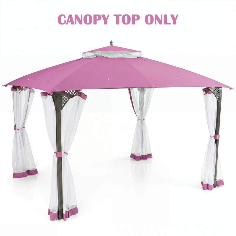 Costway - 10 x 12 Feet Gazebo Replacement Top with Air Vent and Drainage Holes-Pink