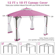 Costway - 10 x 12 Feet Gazebo Replacement Top with Air Vent and Drainage Holes-Pink