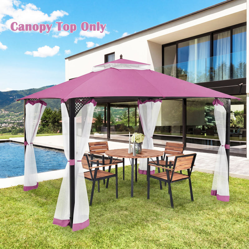 Costway - 10 x 12 Feet Gazebo Replacement Top with Air Vent and Drainage Holes-Pink
