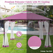 Costway - 10 x 12 Feet Gazebo Replacement Top with Air Vent and Drainage Holes-Pink
