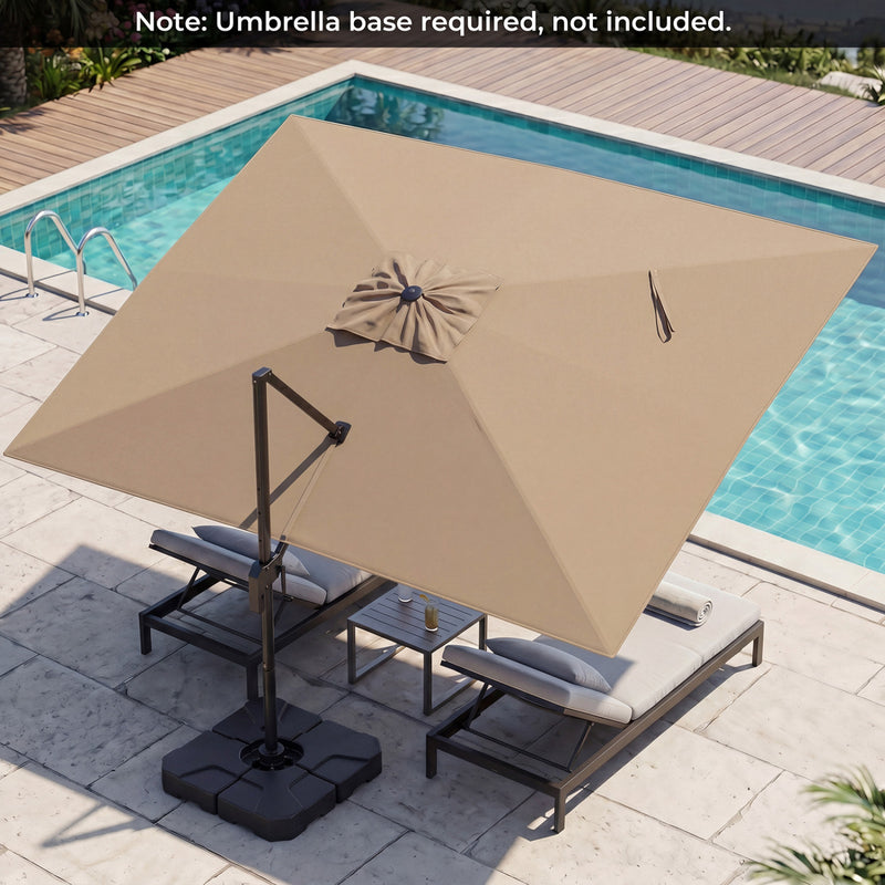 Costway - 10 x 13 FT Cantilever Patio Umbrella with 360-Degree Rotation and 5 Tilt Positions-Brown