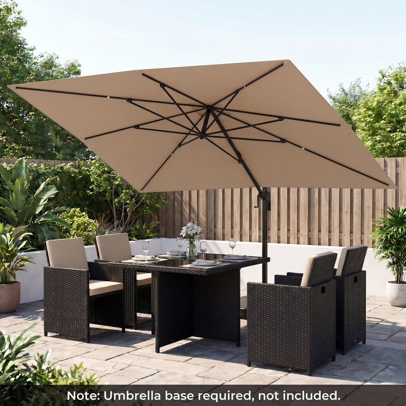 Costway - 10 x 13 FT Cantilever Patio Umbrella with 360-Degree Rotation and 5 Tilt Positions-Brown