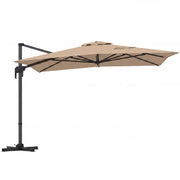 Costway - 10 x 13 FT Cantilever Patio Umbrella with 360-Degree Rotation and 5 Tilt Positions-Brown