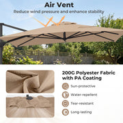 Costway - 10 x 13 FT Cantilever Patio Umbrella with 360-Degree Rotation and 5 Tilt Positions-Brown