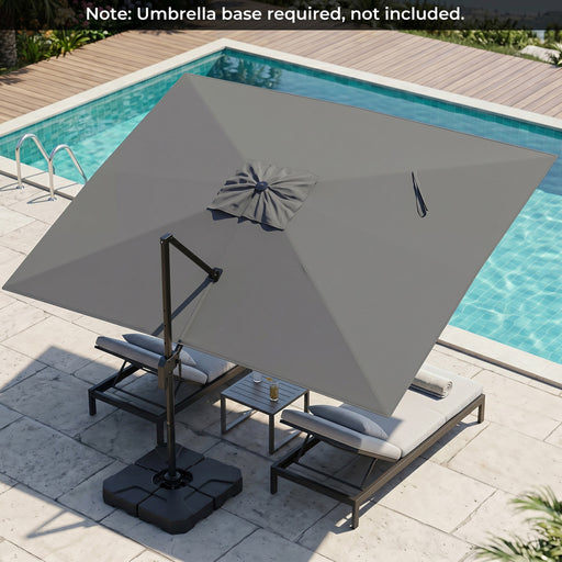 Costway - 10 x 13 FT Cantilever Patio Umbrella with 360-Degree Rotation and 5 Tilt Positions-Gray