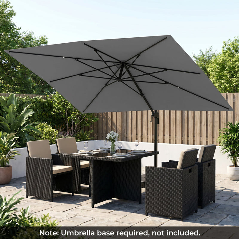 Costway - 10 x 13 FT Cantilever Patio Umbrella with 360-Degree Rotation and 5 Tilt Positions-Gray