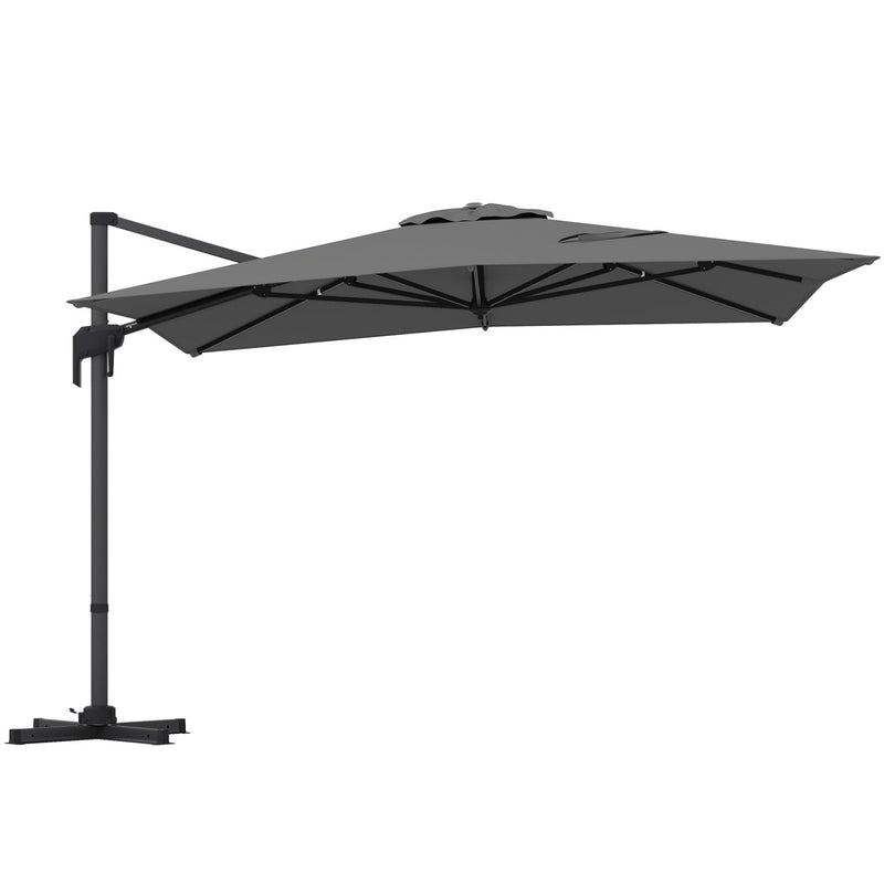 Costway - 10 x 13 FT Cantilever Patio Umbrella with 360-Degree Rotation and 5 Tilt Positions-Gray