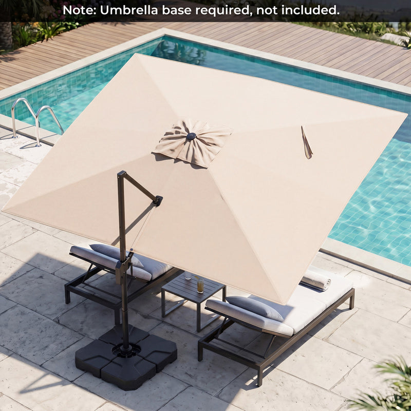 Costway - 10 x 13 FT Cantilever Patio Umbrella with 360-Degree Rotation and 5 Tilt Positions-Beige
