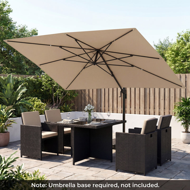 Costway - 10 x 13 FT Cantilever Patio Umbrella with 360-Degree Rotation and 5 Tilt Positions-Beige