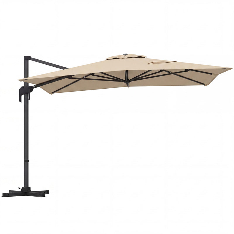 Costway - 10 x 13 FT Cantilever Patio Umbrella with 360-Degree Rotation and 5 Tilt Positions-Beige