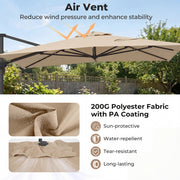 Costway - 10 x 13 FT Cantilever Patio Umbrella with 360-Degree Rotation and 5 Tilt Positions-Beige