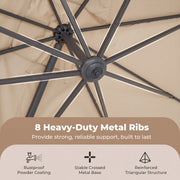 Costway - 10 x 13 FT Cantilever Patio Umbrella with 360-Degree Rotation and 5 Tilt Positions-Beige