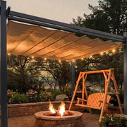 Costway - 10 x 13 Feet Outdoor Aluminum Retractable Pergola Canopy Shelter-Beige