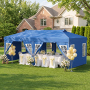 Costway - 10 x 20 FT Pop Up Canopy Tent with 6 Sidewalls and Adjustable Height-Blue