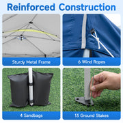 Costway - 10 x 20 FT Pop Up Canopy Tent with 6 Sidewalls and Adjustable Height-Blue
