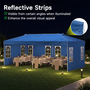 Costway - 10 x 20 FT Pop Up Canopy Tent with 6 Sidewalls and Adjustable Height-Blue