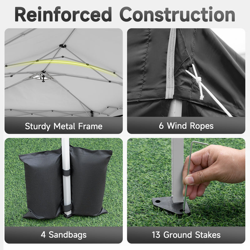 Costway - 10 x 20 FT Pop Up Canopy Tent with 6 Sidewalls and Adjustable Height-Black