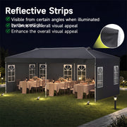 Costway - 10 x 20 FT Pop Up Canopy Tent with 6 Sidewalls and Adjustable Height-Black