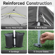 Costway - 10 x 20 FT Pop Up Canopy Tent with 6 Sidewalls and Adjustable Height-Gray