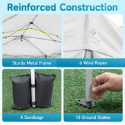 Costway - 10 x 20 FT Pop Up Canopy Tent with 6 Sidewalls and Adjustable Height-White