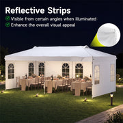 Costway - 10 x 20 FT Pop Up Canopy Tent with 6 Sidewalls and Adjustable Height-White