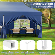 Costway - 10 x 20 FT Pop up Canopy with 6 Sidewalls and Windows and Carrying Bag for Party Wedding Picnic-Blue