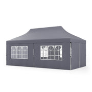 Costway - 10 x 20 FT Pop up Canopy with 6 Sidewalls and Windows and Carrying Bag for Party Wedding Picnic-Gray