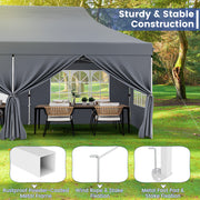 Costway - 10 x 20 FT Pop up Canopy with 6 Sidewalls and Windows and Carrying Bag for Party Wedding Picnic-Gray