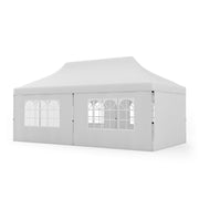 Costway - 10 x 20 FT Pop up Canopy with 6 Sidewalls and Windows and Carrying Bag for Party Wedding Picnic-White