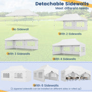 Costway - 10 x 20 FT Pop up Canopy with 6 Sidewalls and Windows and Carrying Bag for Party Wedding Picnic-White