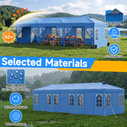 Costway - 10 x 30 FT Pop Up Canopy Tent with 8 Sidewalls and Adjustable Height-Blue