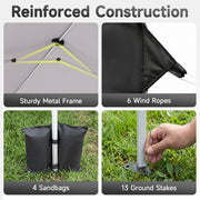 Costway - 10 x 30 FT Pop Up Canopy Tent with 8 Sidewalls and Adjustable Height-Black