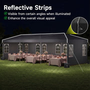 Costway - 10 x 30 FT Pop Up Canopy Tent with 8 Sidewalls and Adjustable Height-Black