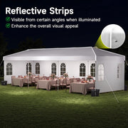Costway - 10 x 30 FT Pop Up Canopy Tent with 8 Sidewalls and Adjustable Height-White