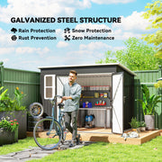 8.5' x 6' Galvanised Steel Outdoor Storage Shed, Garden Shed with Window, Lockable Wide Doors and Air Vents, Dark Grey