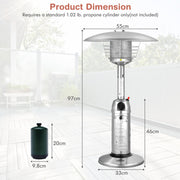 Costway - 11 000BTU Portable Tabletop Patio Stainless Steel Standing Propane Heater