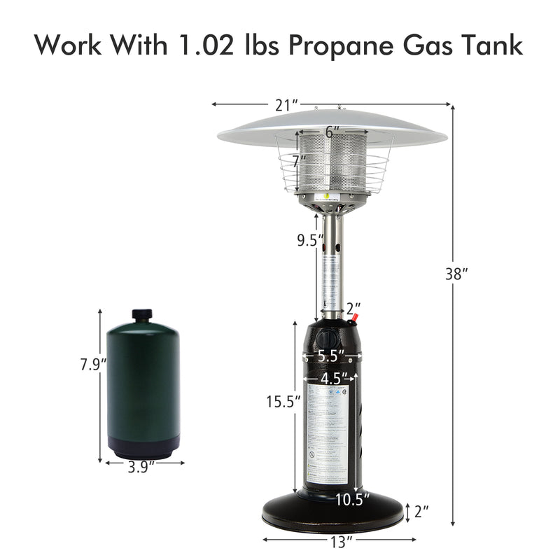 Costway - 11 000 BTU Portable Tabletop Propane Patio Standing Heater-Black